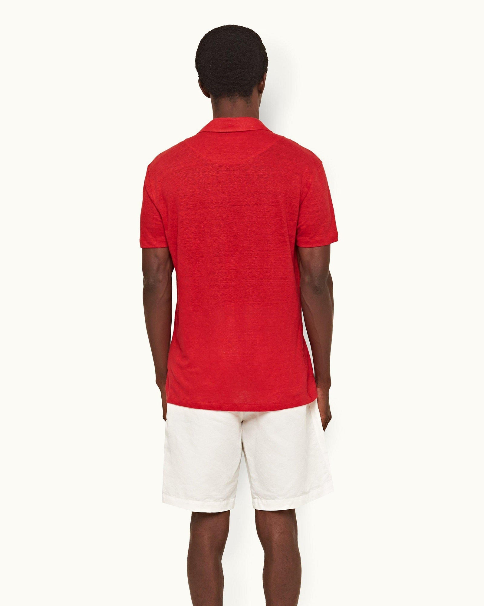 Vermillion Classic Fit Linen Polo Shirt | Vermillion