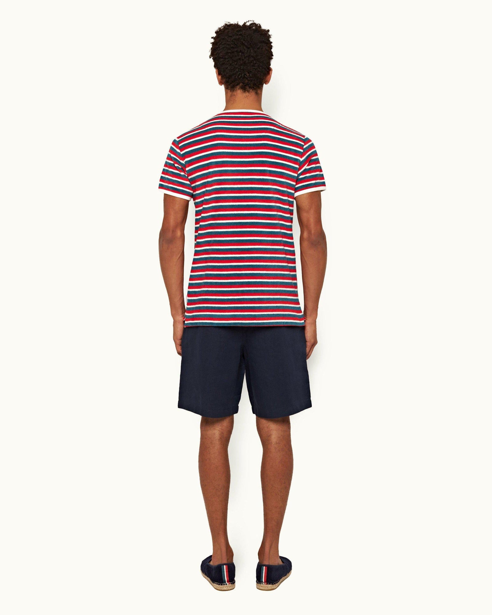 Norwich Linen Navy Tailored Fit O.B Stripe Linen Shorts | Navy