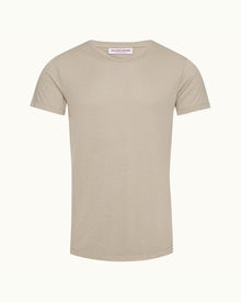 Parched Green Tailored Fit Crew Neck Cashmere T-shirt | Parched Green