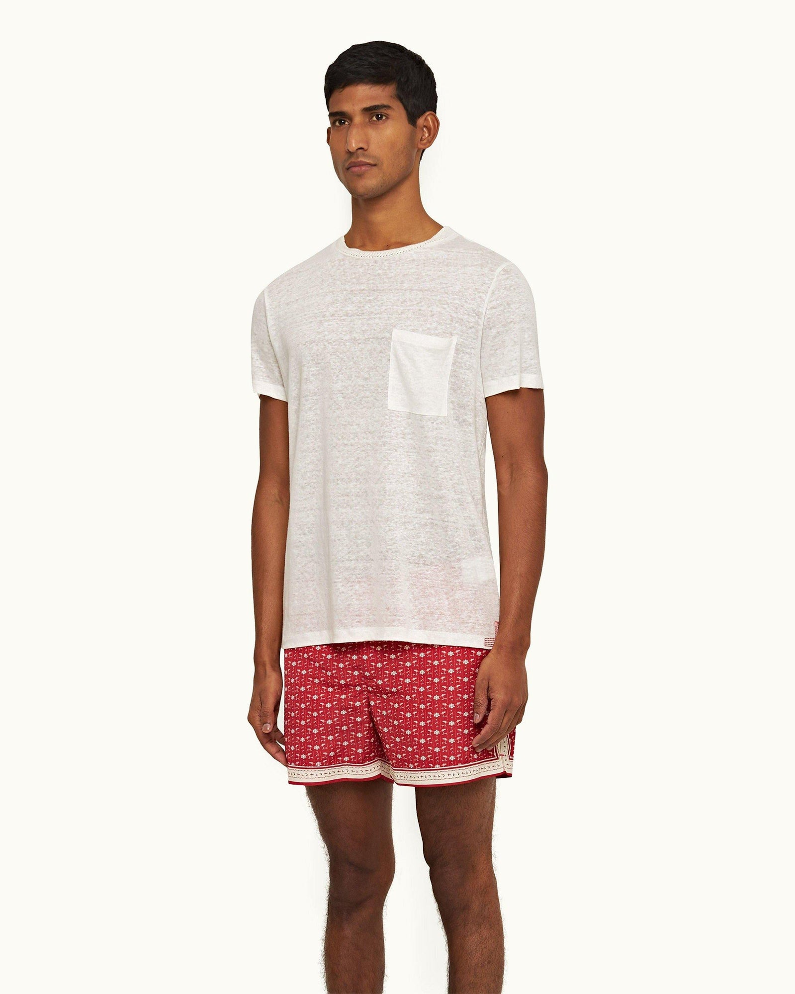 Sea Mist Classic Fit Short-Sleeve Cotton-Linen T-shirt | Sea Mist