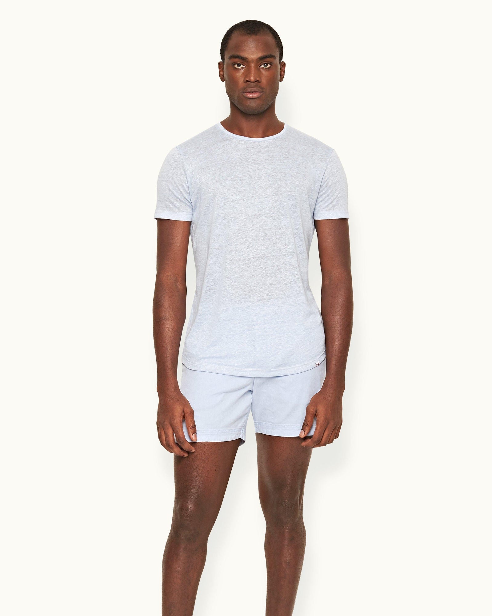 Ob-T Linen Crew Neck Linen T-shirt In Soft Blue | Soft Blue