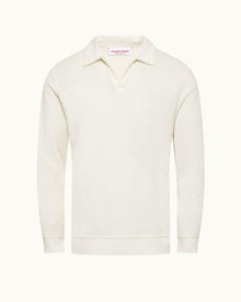 Santino Sand Classic Fit Organic Cotton Towelling Polo Shirt In White | White Sand