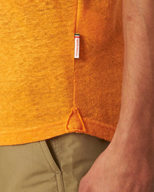 Men | Sebastian Linen Polo | Calypso Orange