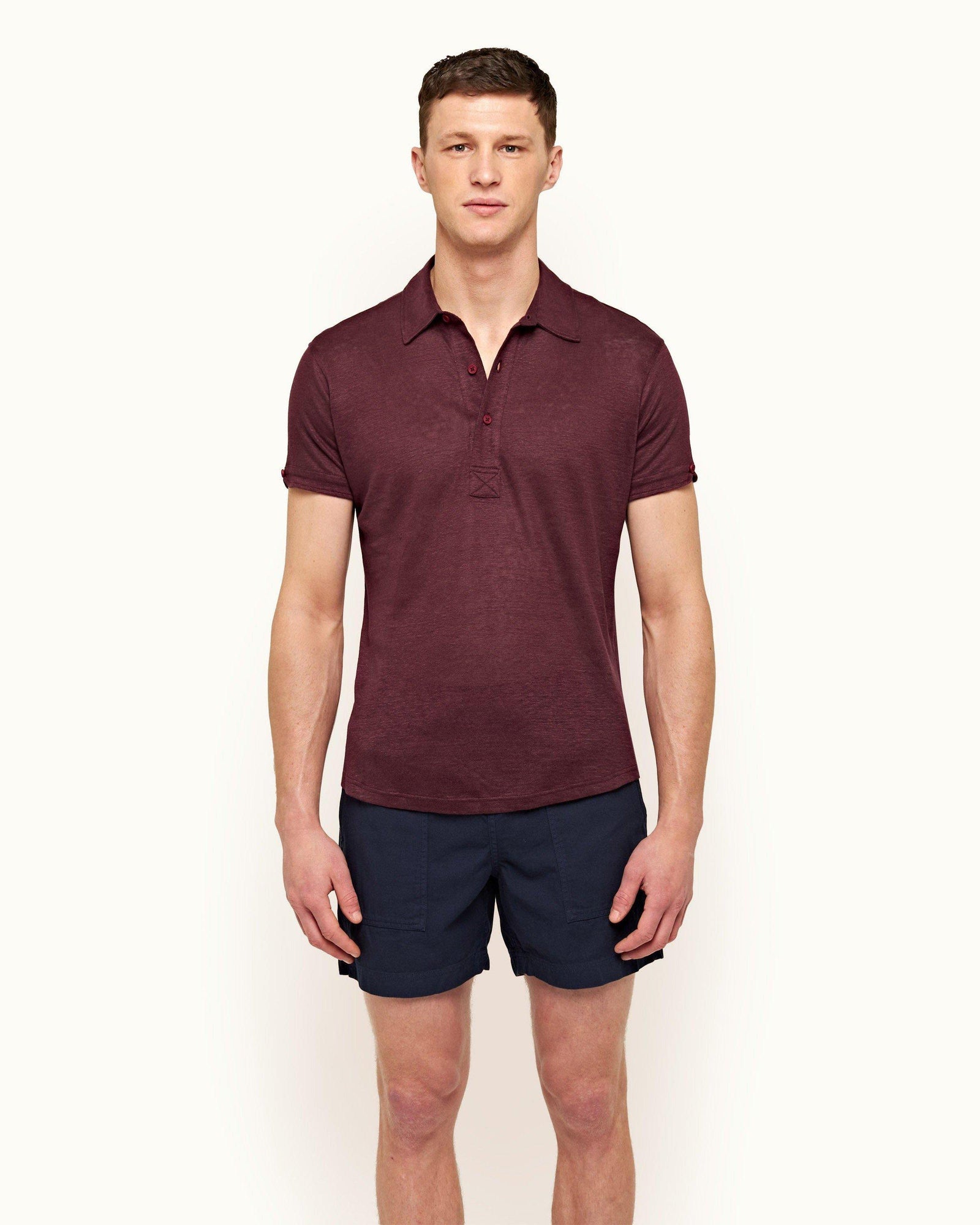 Sebastian Linen Port Tailored Fit Linen Polo Shirt | Port