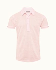 Sebastian Linen Rose Tailored Fit Short-Sleeve Linen Polo Shirt | Rose