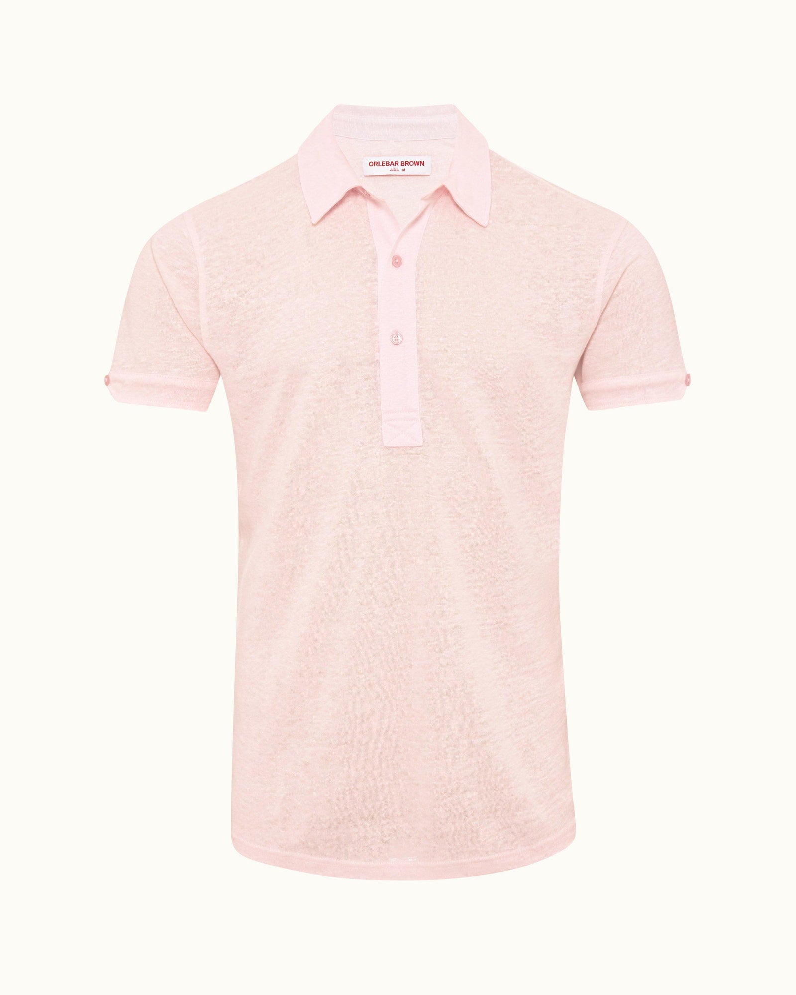 Sebastian Linen Rose Tailored Fit Short-Sleeve Linen Polo Shirt | Rose