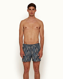 Setter Maya Blue/Navy Mantaro Print Shorter-Length Swim Shorts | Maya Blue/Navy