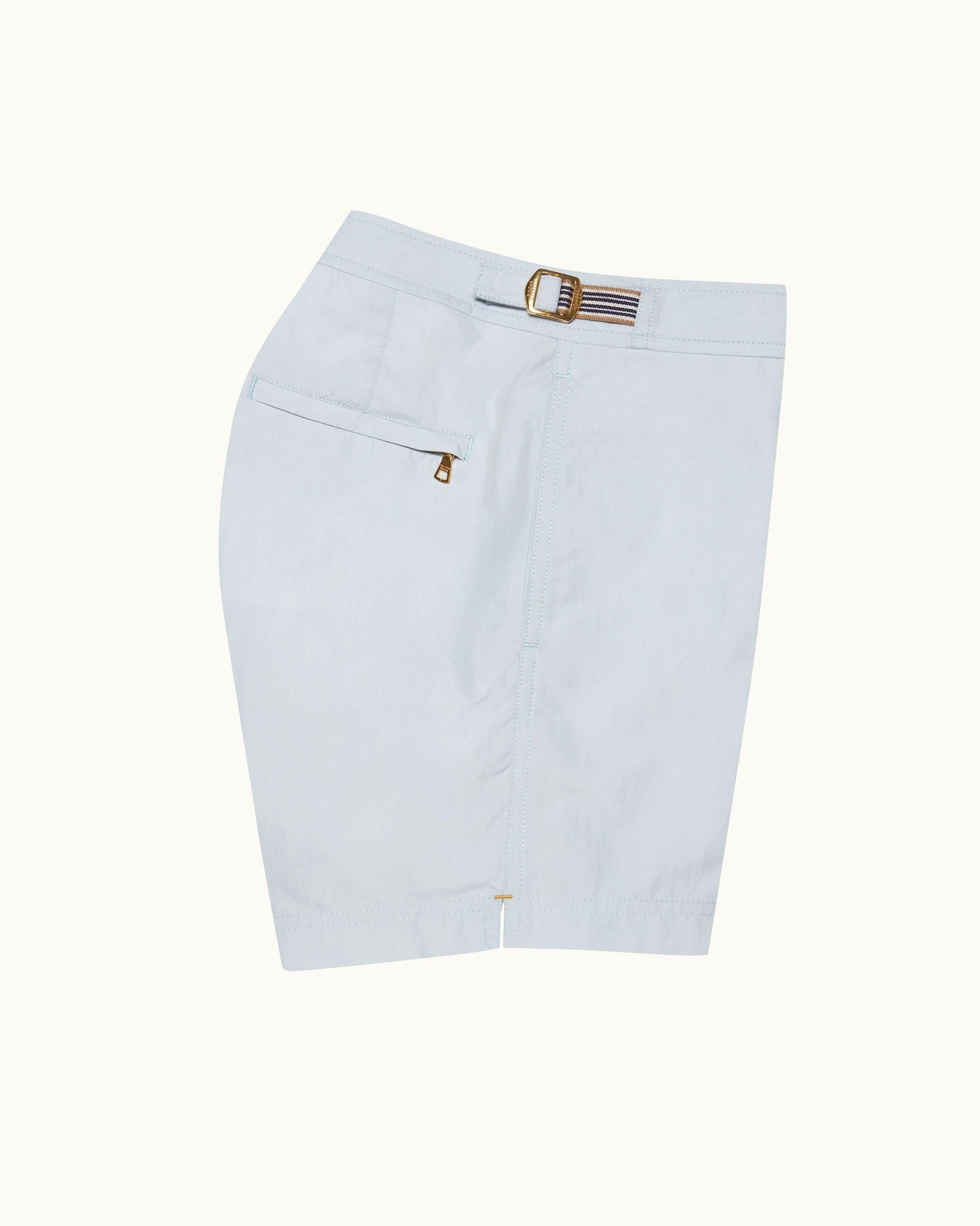 Light Sky Pool Shorter-Length Waist Tape Trim Swim Shorts | Light Sky Pool