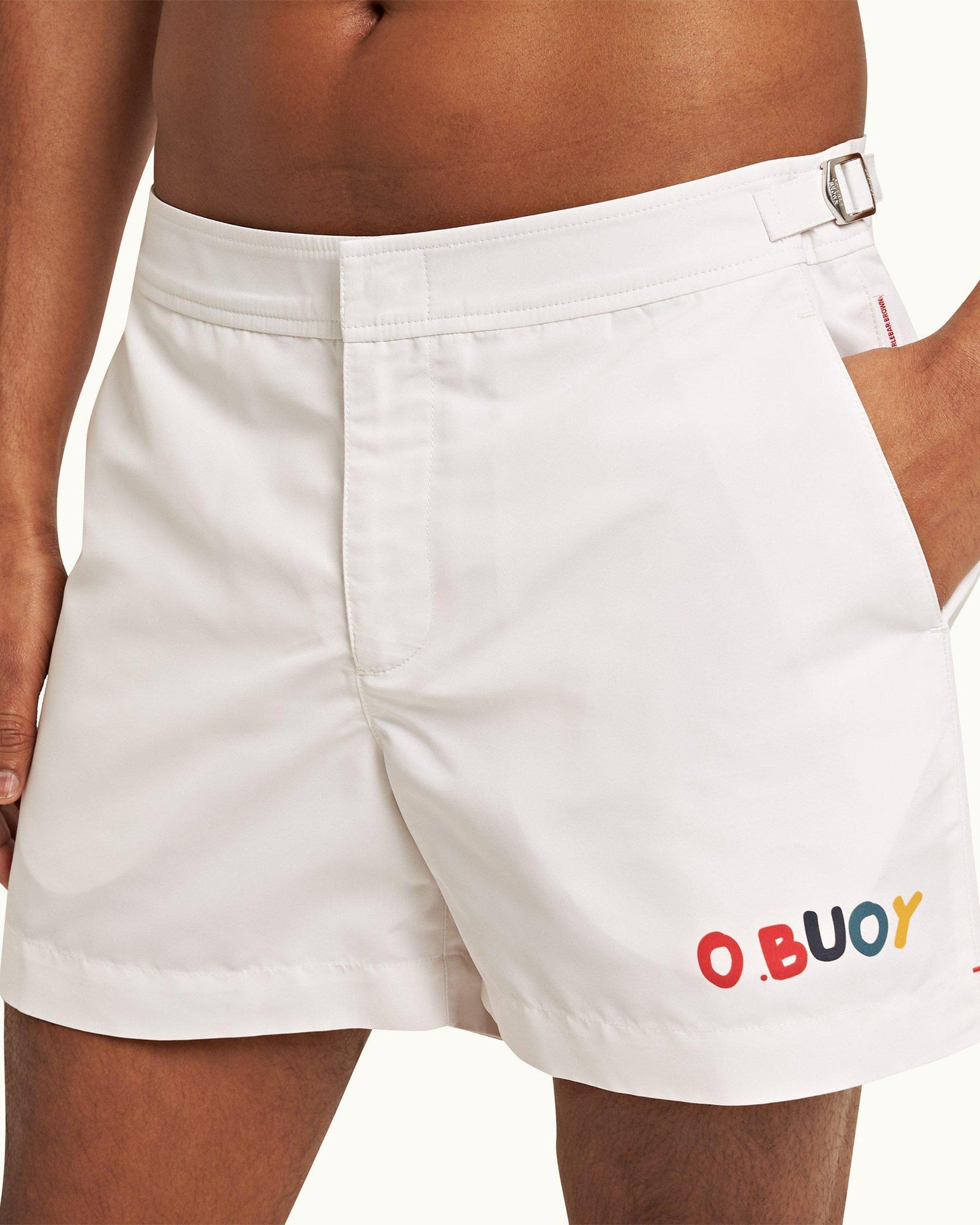 White Sand O.BUOY Shorter-Length Swim Shorts | White Sand