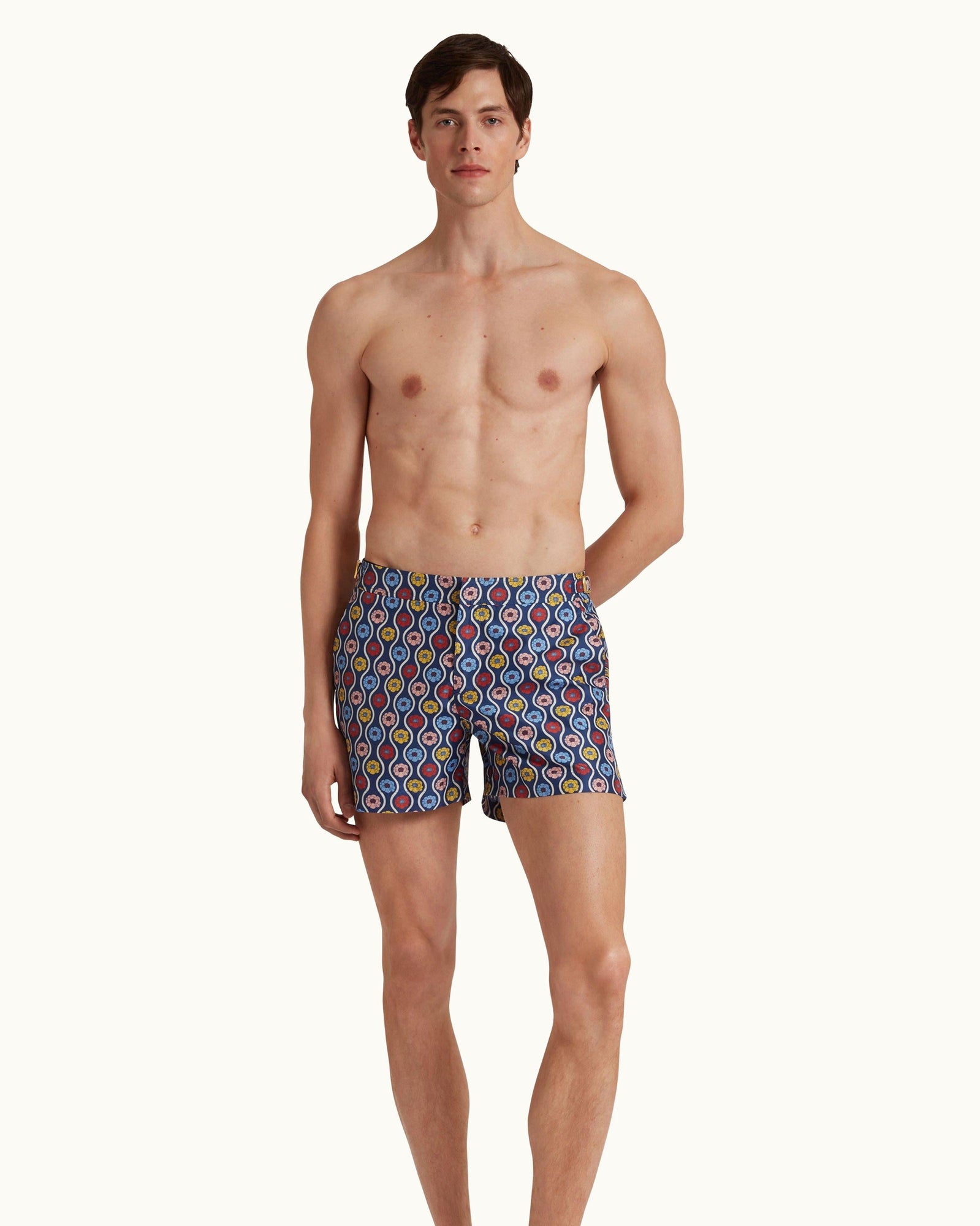 Setter Whitsun Print Shorter-Length Swim Shorts Woven In France in Midnight Navy | Midnight Navy