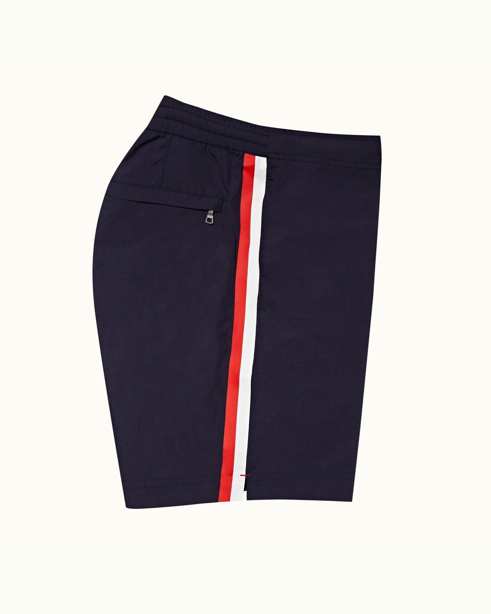 Standard Navy Stripe Seam Mid-Length Drawcord Swim Shorts | Navy