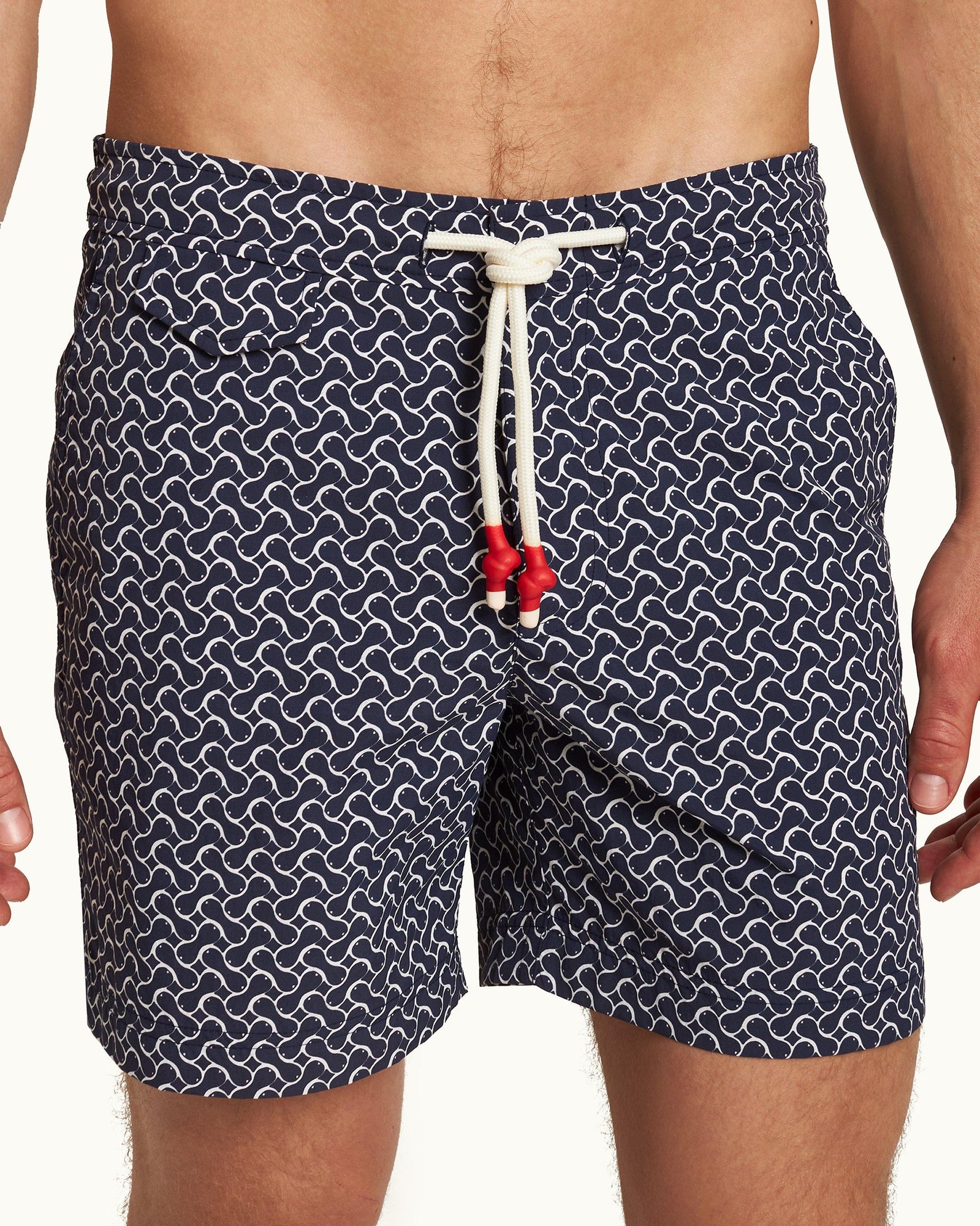 Standard Midnight Navy Geometric Mid-Length Drawcord Swim Shorts | Midnight Navy