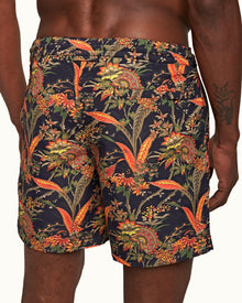 Standard Midnight Navy Lotus Mid-Length Drawcord Swim Shorts | Midnight Navy