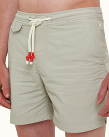 Cliff Grey Mid-Length O.B Stripe Drawcord Swim Shorts | Cliff Grey