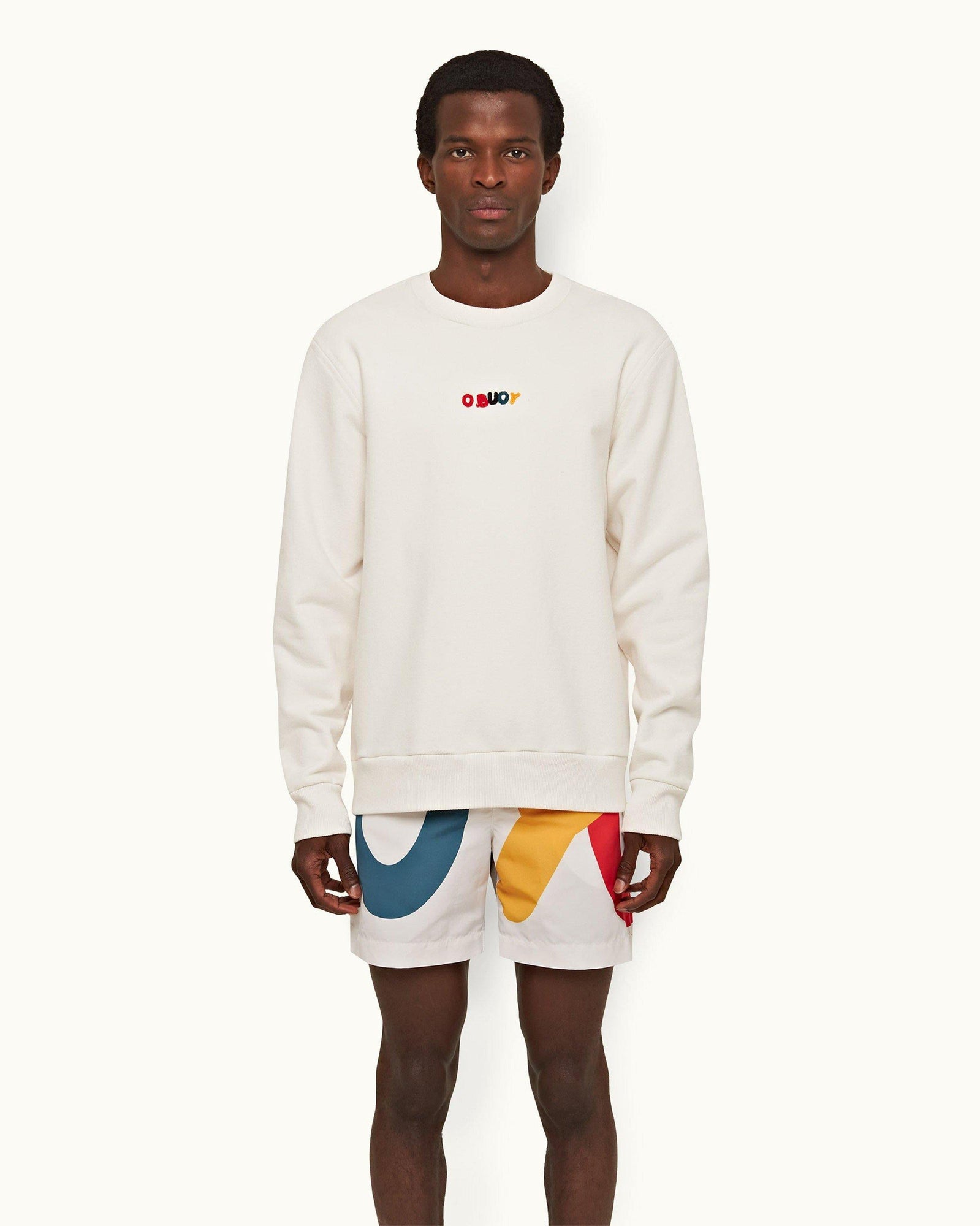 White Sand O.BUOY Classic Fit Crewneck Washed Sweatshirt | White Sand