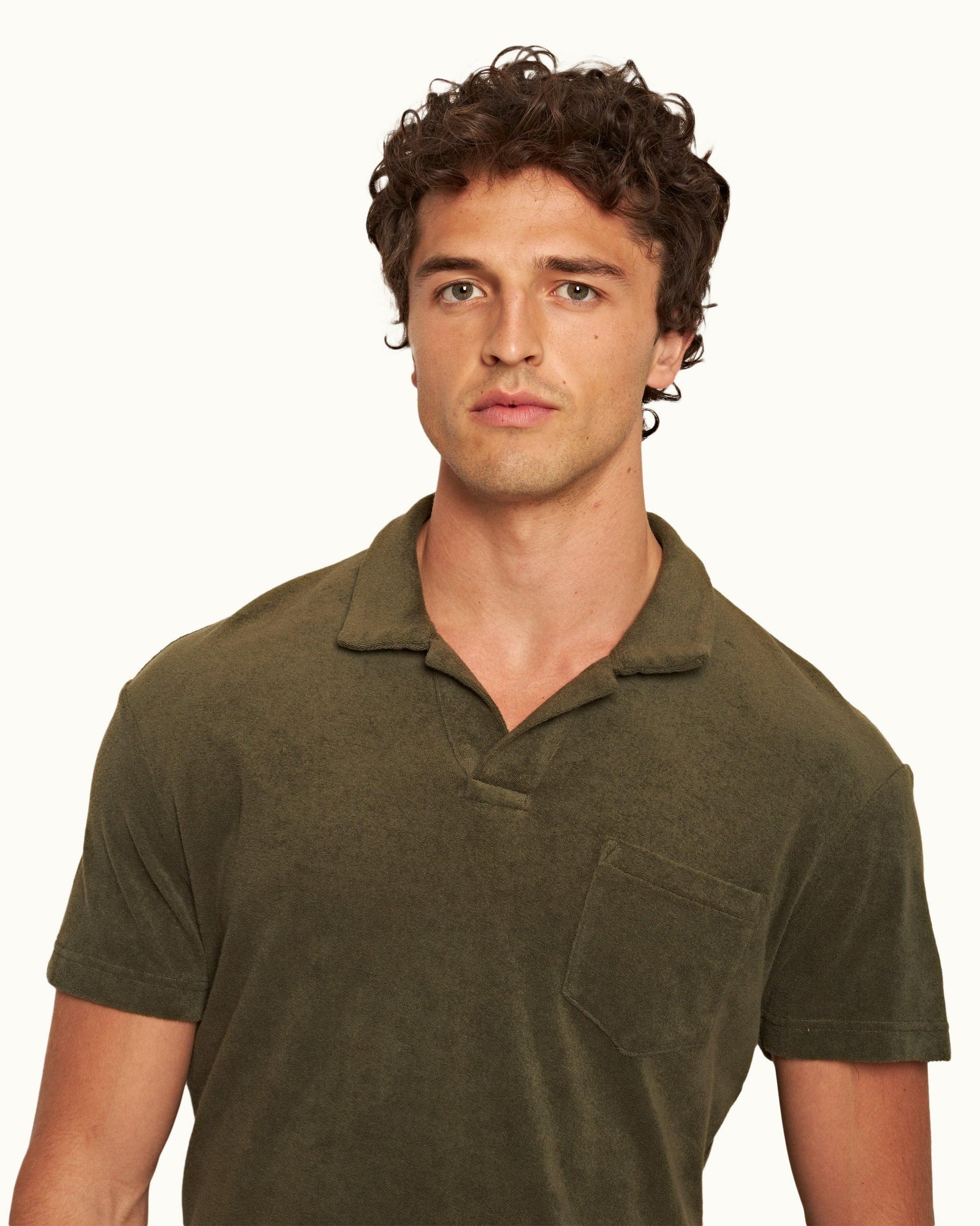 Terry Towelling Palm Tailored Fit Organic Cotton Towelling Resort Polo Shirt | Palm