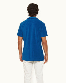 Terry Towelling Signal Blue Tailored Fit Towelling Resort Polo Shirt | Signal Blue