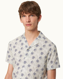 White Sand Floral Print Capri Collar Shirt | White Sand