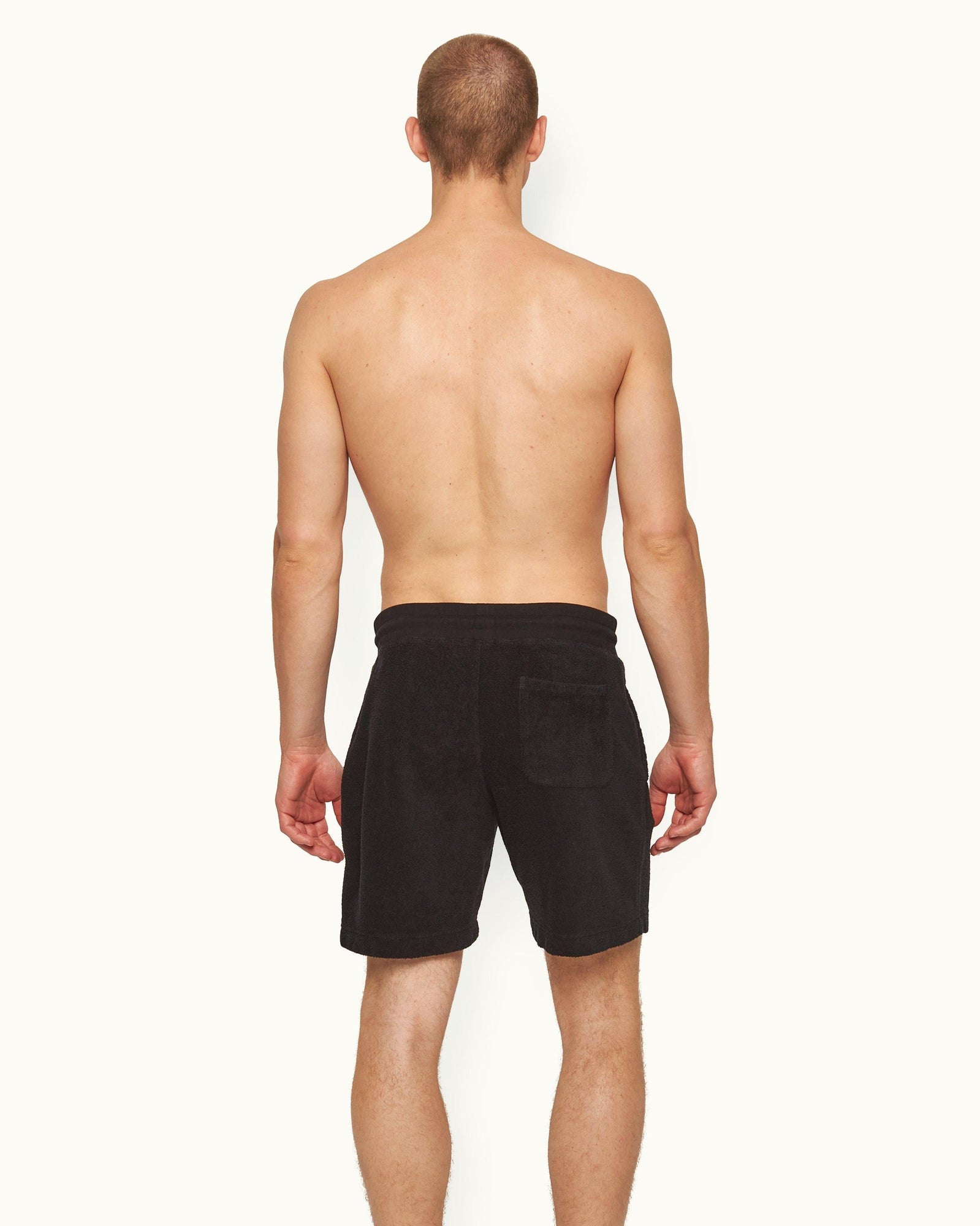 Trevone Classic Fit Stripe Seam Towelling Sweat Shorts | Black