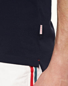 Navy O.B Stripe Organic Cotton Polo Shirt | Navy