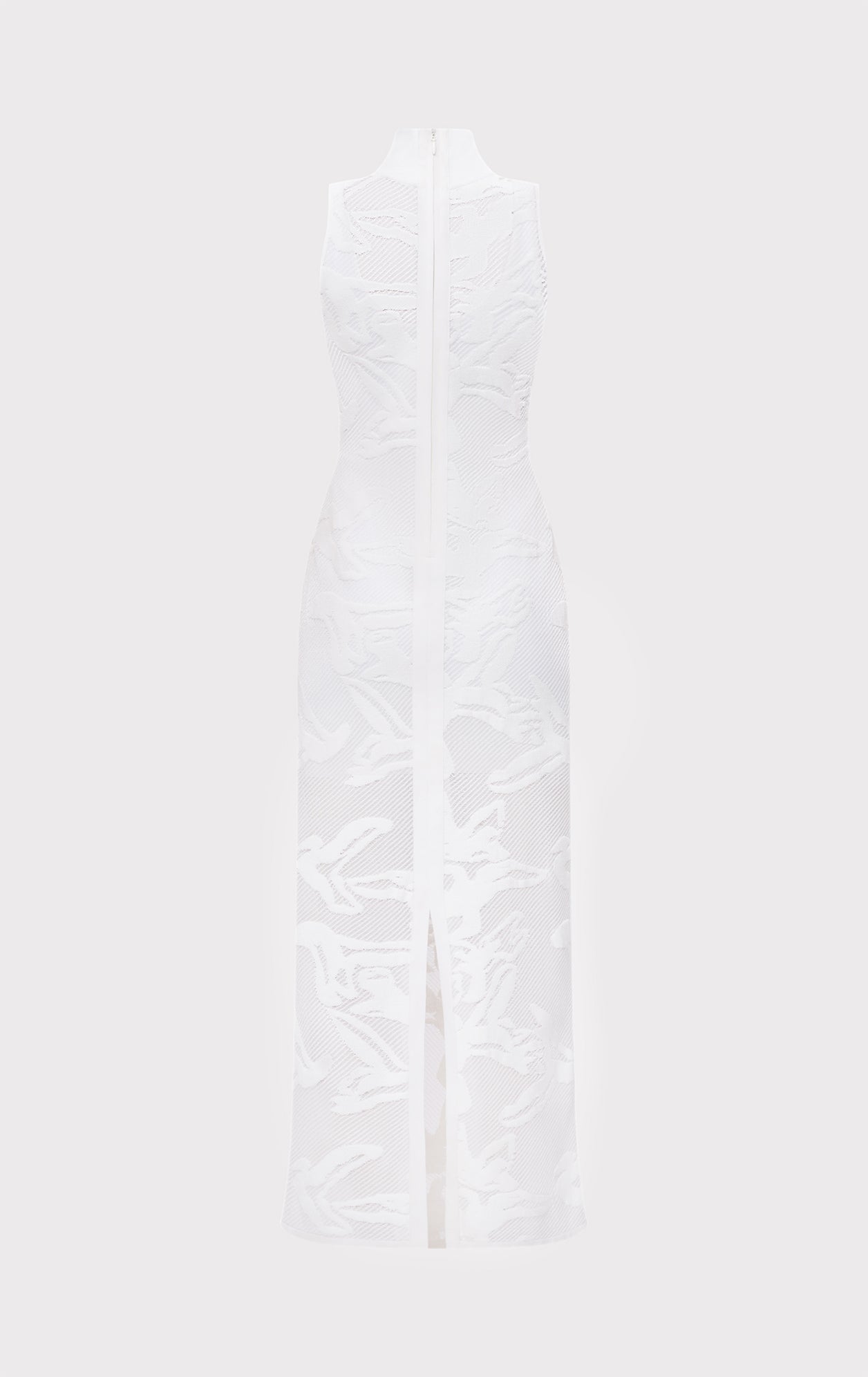 Sheer Jacquard S/L Gown | Alabaster