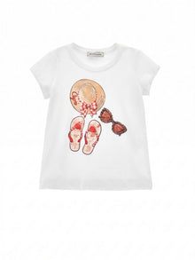 Girls | Beach Time Jersey T-Shirt | White/Red