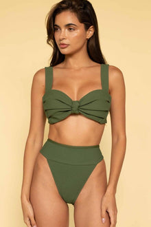 Hayden Bikini Top | Olive Micro Scrunch