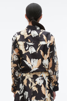 Joyful Tulip Cropped Shirt Jacket | Midnight Multi
