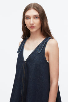 Denim Trapeze Mini Dress | Dark Indigo