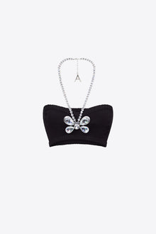 Crystal Butterfly Knit Bandeau | Black