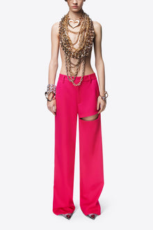 Asymmetric Slit Trouser | Raspberry