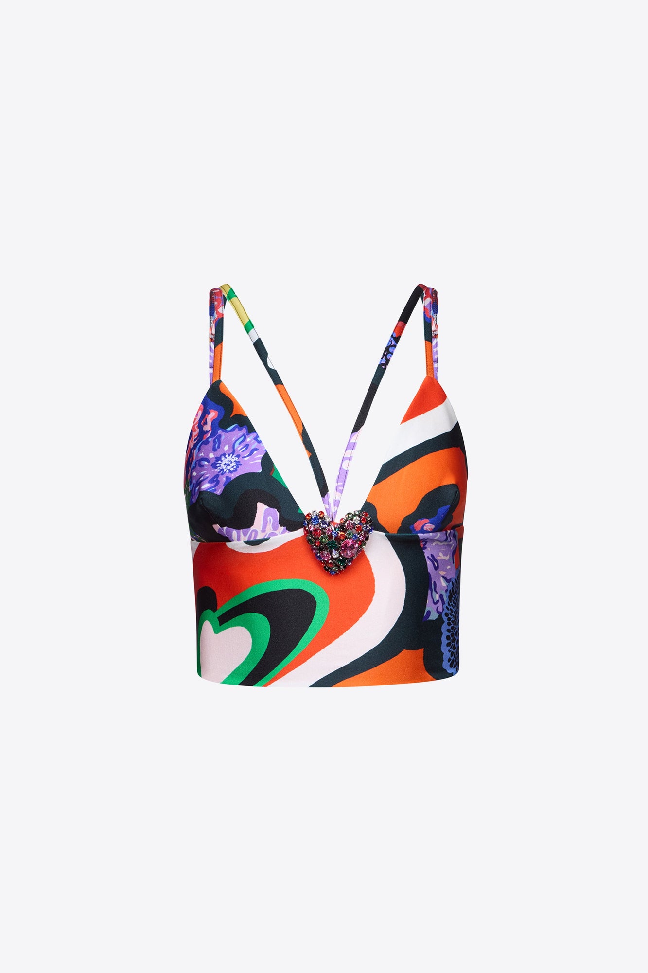 Heart Printed Bustier Top | Multi