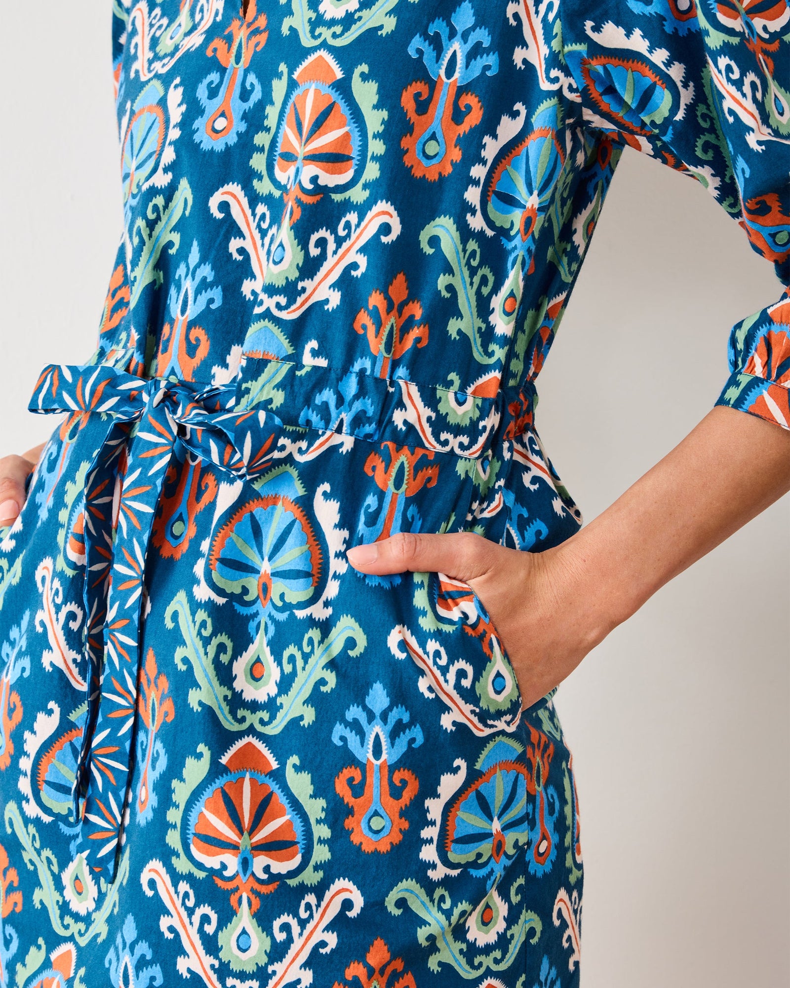 Eclectic Ikat - Genevieve Dress - Navy - Printfresh