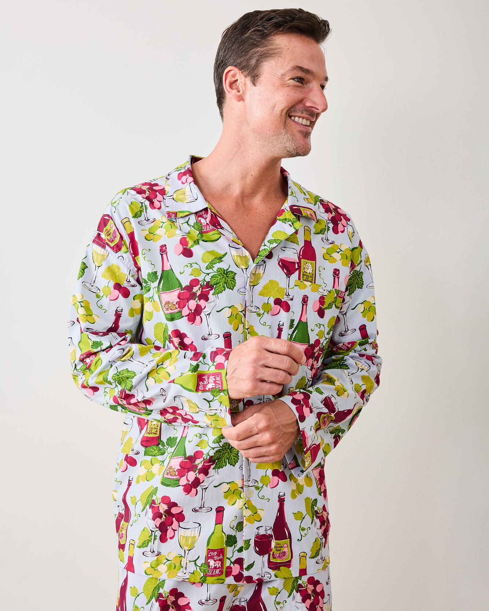 Wine Club - Men's Long PJ Set - Vineyard Sky - Printfresh