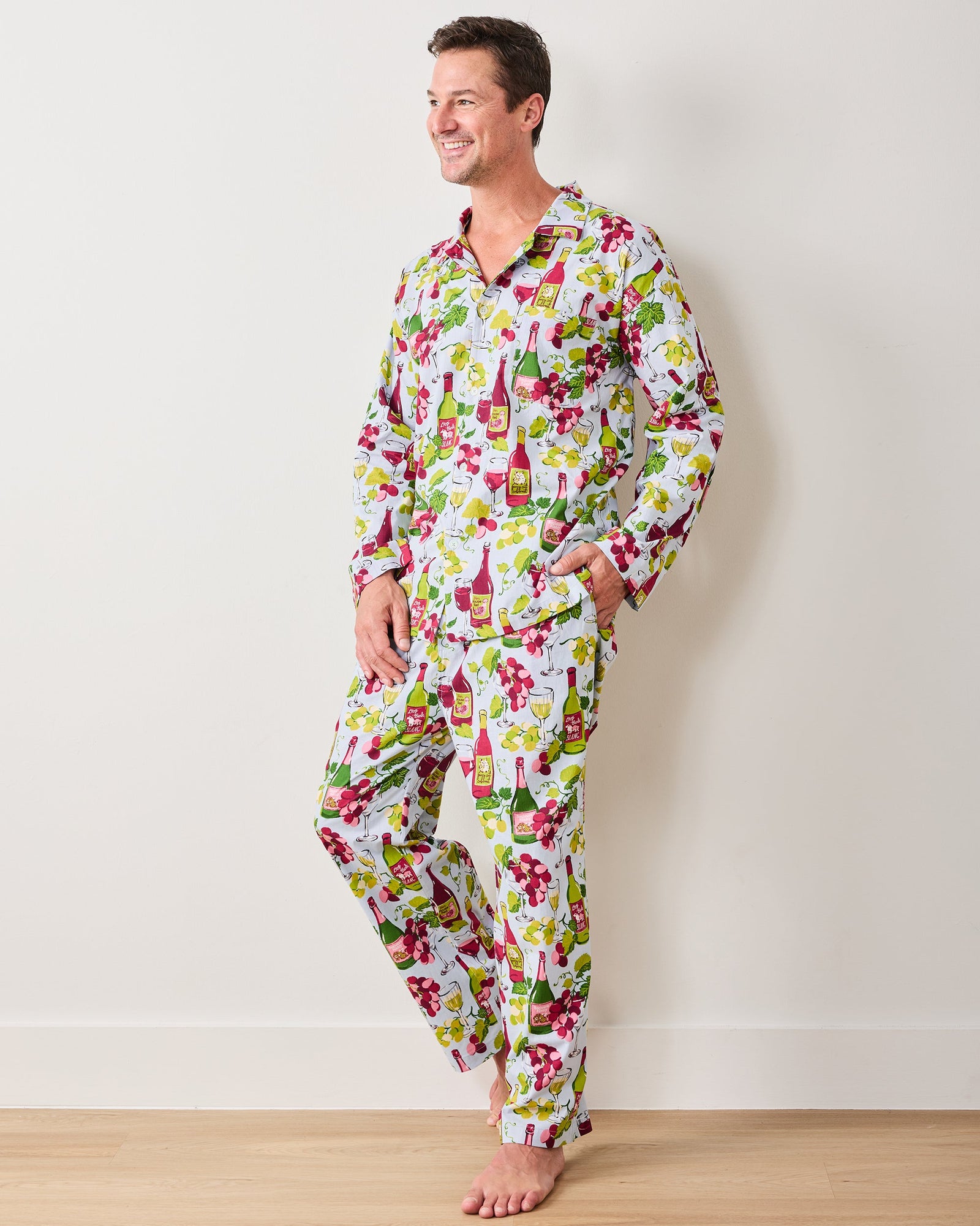 Wine Club - Men's Long PJ Set - Vineyard Sky - Printfresh