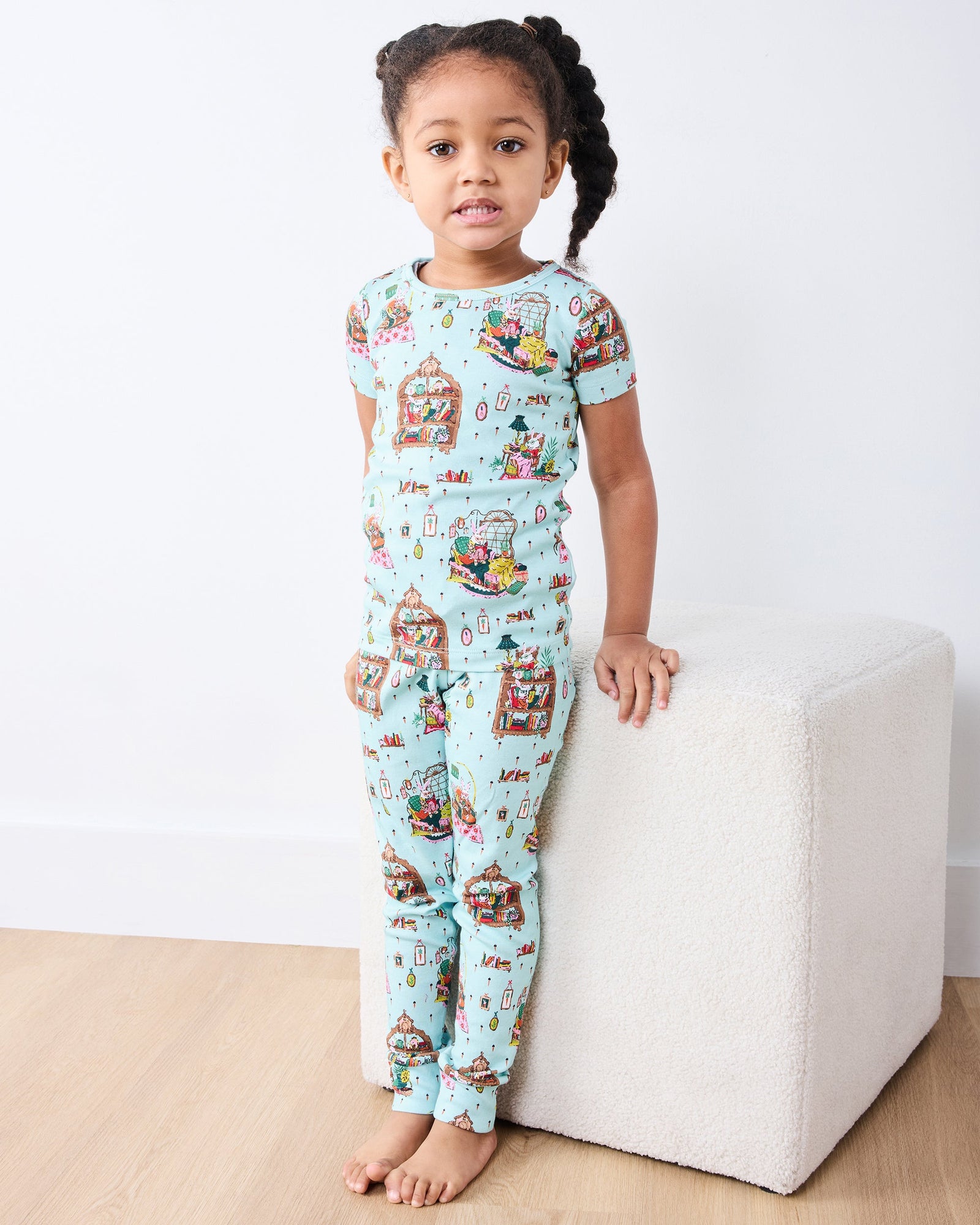 Reading Nook - Kids Short Sleeve PJ Set - Blue Burrow - Printfresh