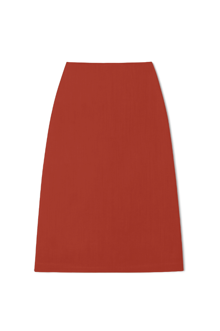 Philippine Maxi Linen Skirt | Apple-Red