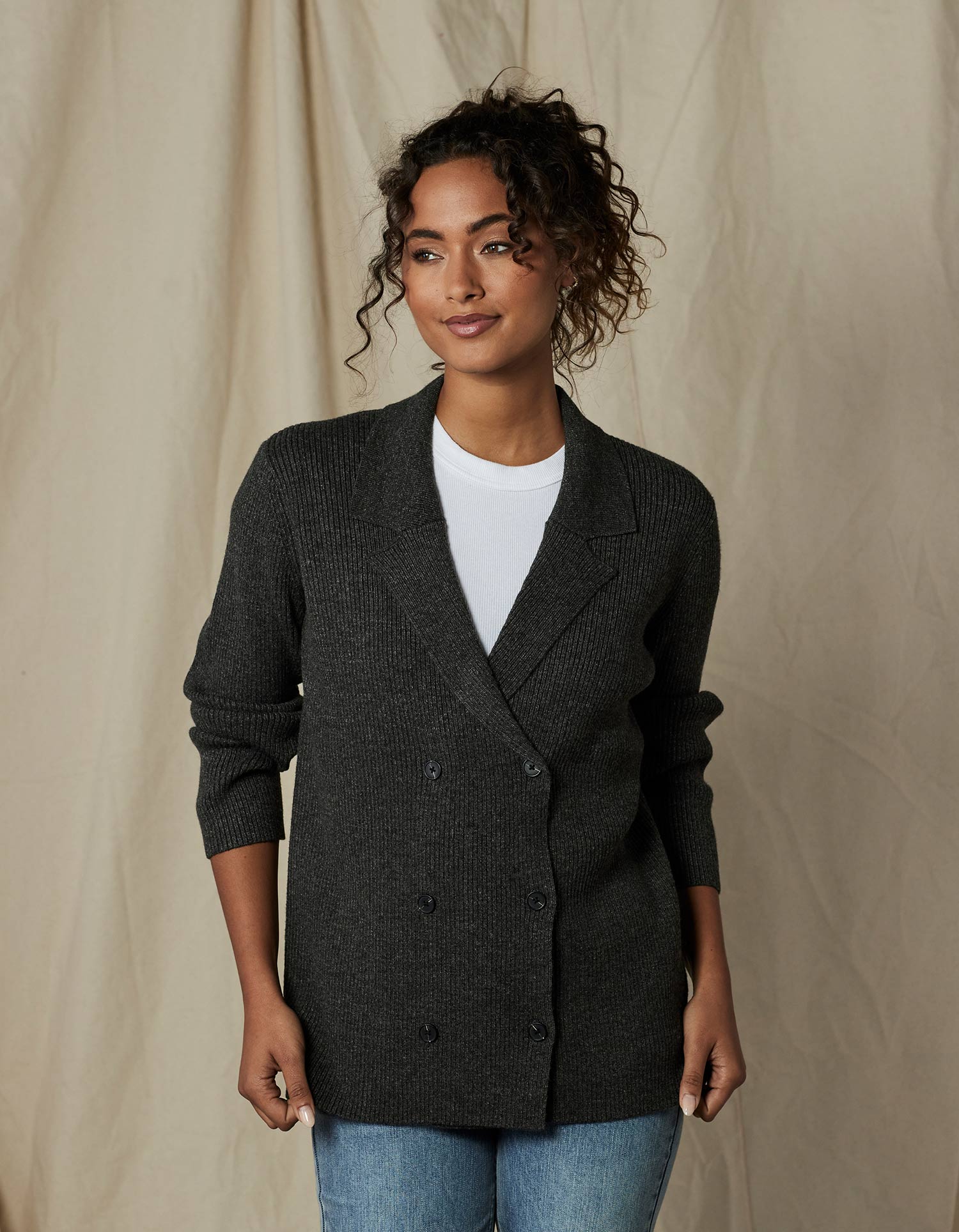 Women | Dillon Knit Blazer | Charcoal