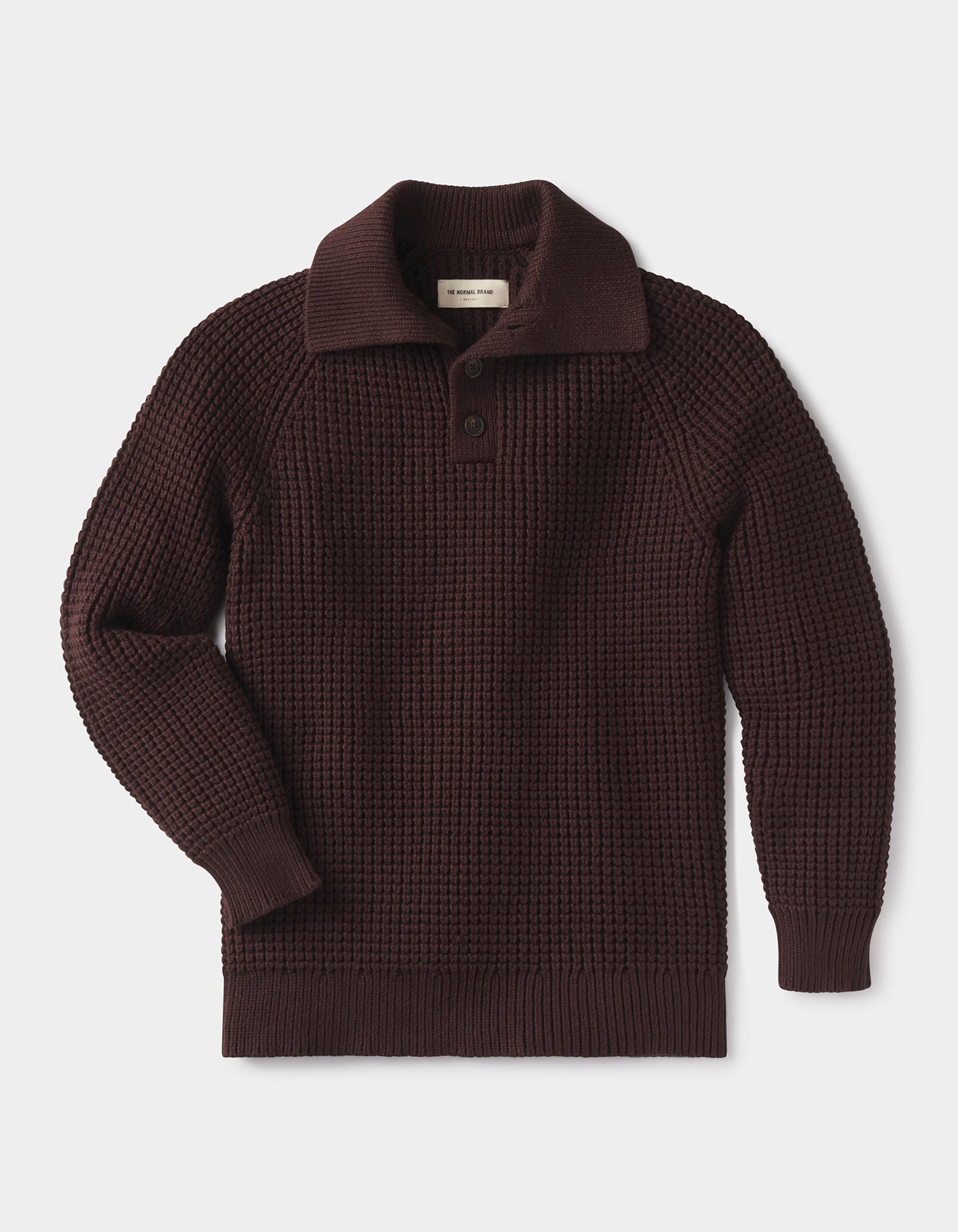 Men | Waffle Sweater Popover | Dark Brown