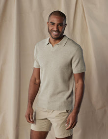 Men | Waffle Stitch Polo | Flax