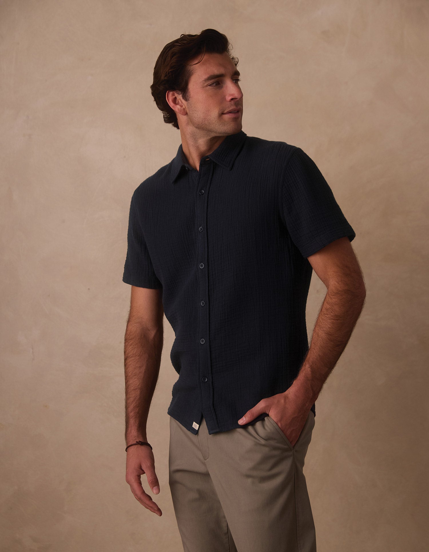 Men | Kalo Short Sleeve Button Up | Navy