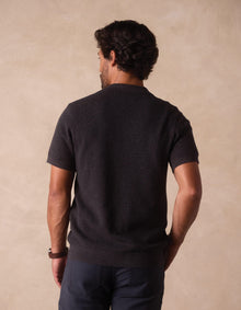 Men | Robles Knit Jacquard Button Up | Charcoal