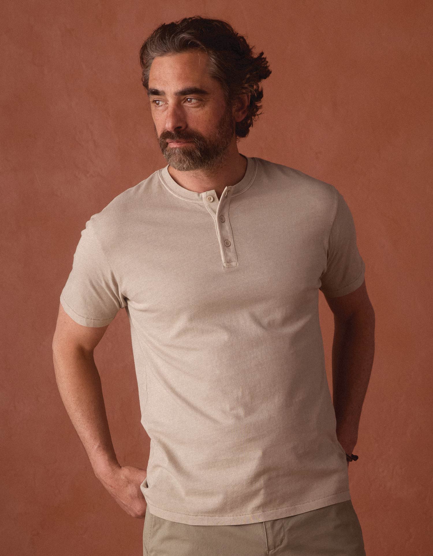 Men | Normal Jersey Henley | Pumice