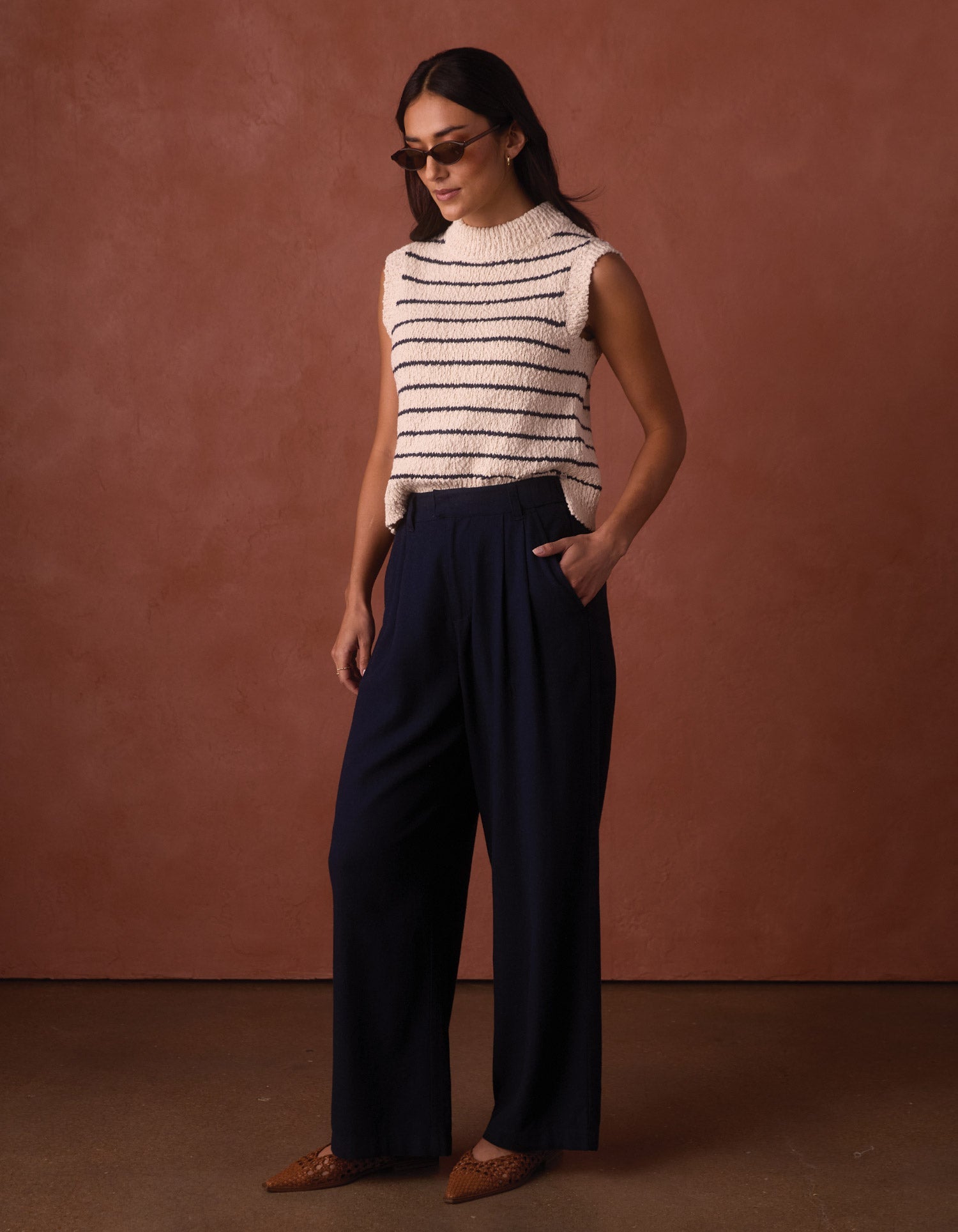 Women | Leukos Linen-Blend Trouser | Navy