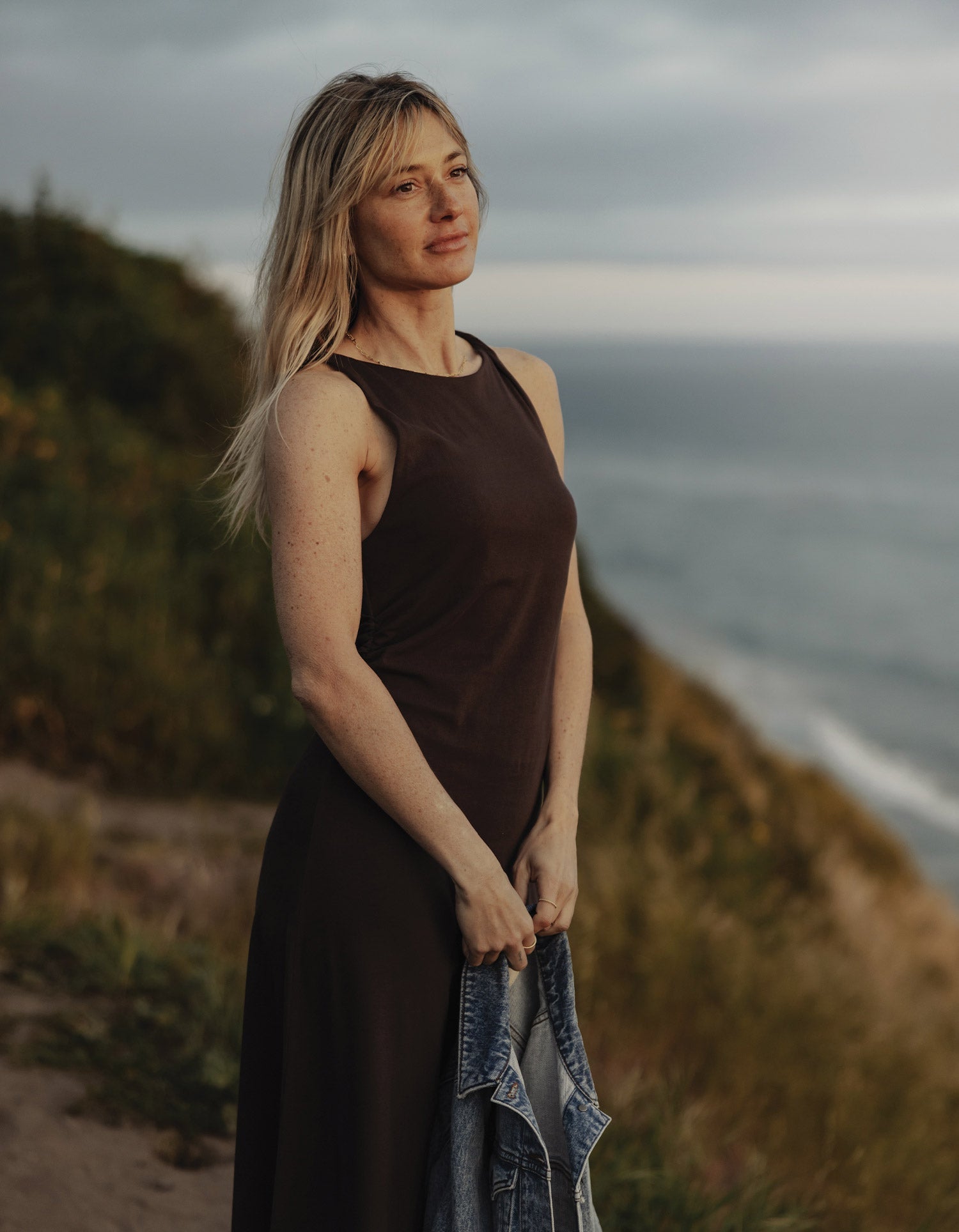 Women | Normal Jersey Draped Midi Dress | Umber