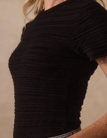 Women | Marie Novelty Stitch Tee | Black