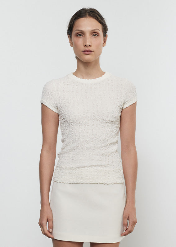 Puckered Cap Sleeve | Vanilla