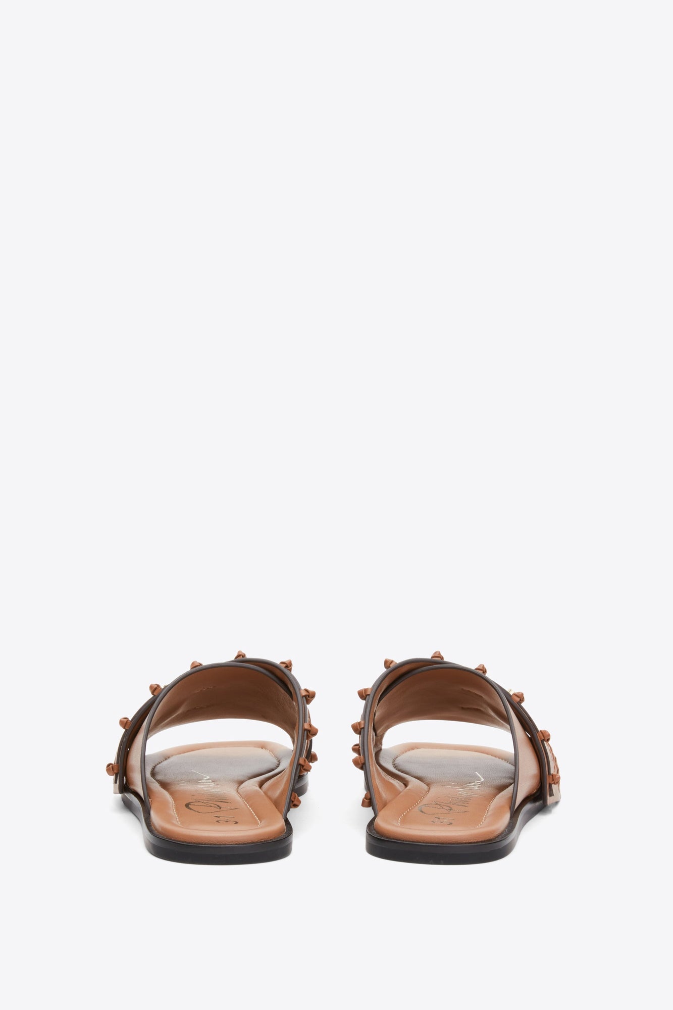 Crossover Slide Sandal with Leather Craft | Camel