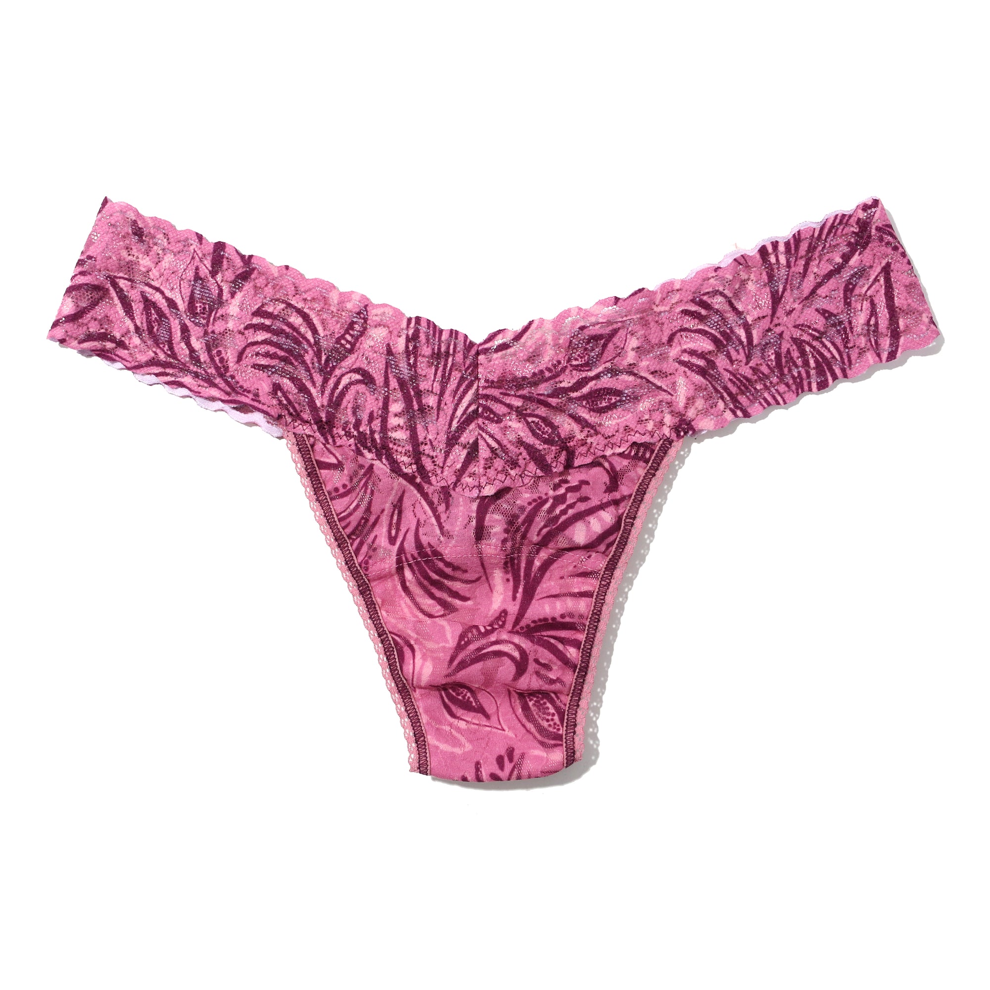 Signature Lace Low Rise Thong - I | In The Jungle (Pink)