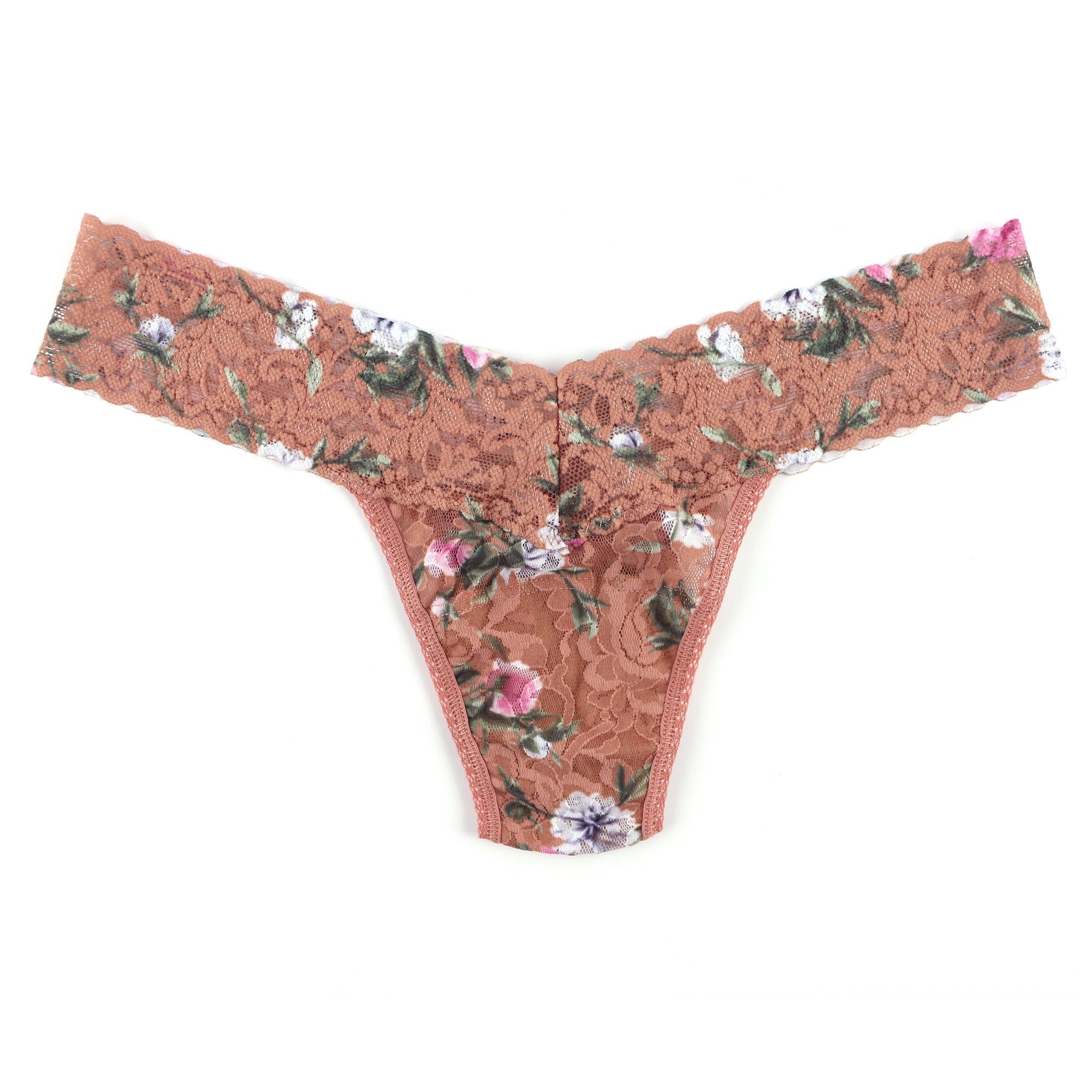 Signature Lace Low Rise Thong | Terracotta Rose